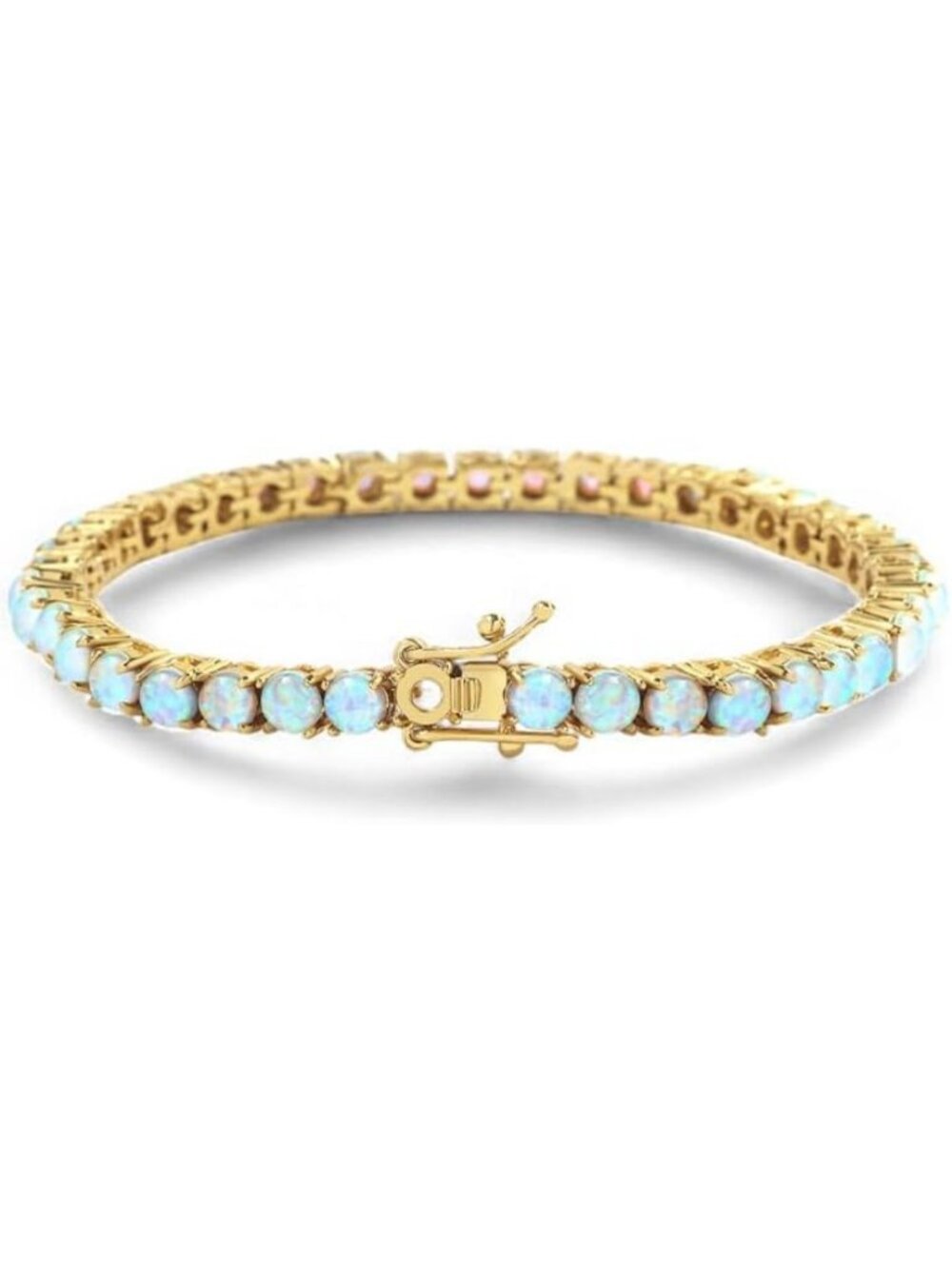 Elegant Blue Opal Tennis Bracelet for Women, 18K Gold Plated Jewelry Gift